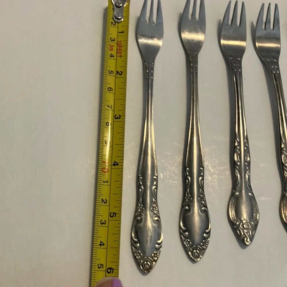 Silver Stainless Steel Coctail Fork Set of 7‎